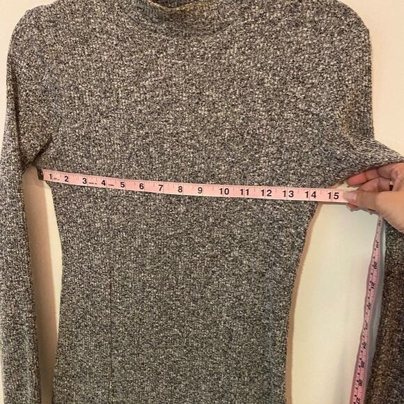 Better Be Marled Grey Knit Mock Neck Long Sleeve Split Front Bodycon Mini M - Picture 9 of 11